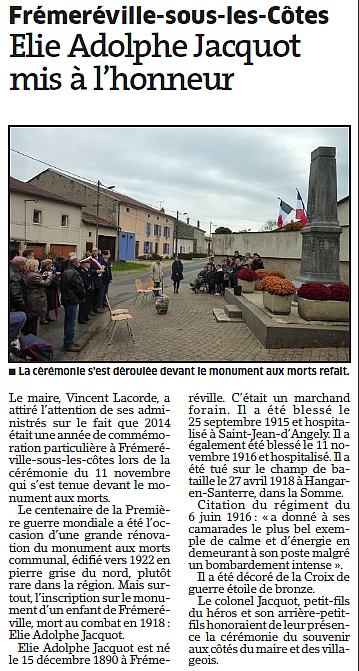 La crmonie du 11 novembre 2014  frmerville