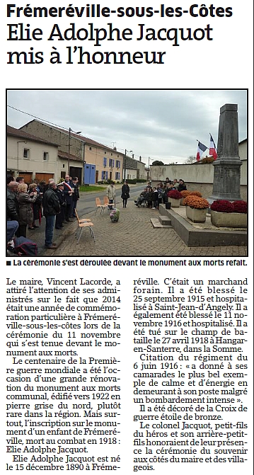 La crmonie du 11 novembre 2014  frmerville