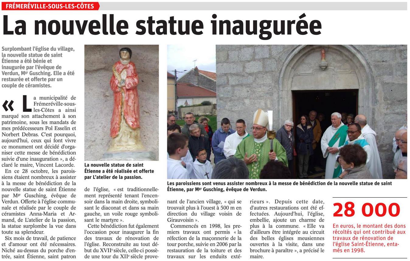 Inauguration des travaux  l'glise de Frmerville-sous-les-Ctes le 28 octobre 2017 par Vincent Lacorde, Maire et Monseigneur Jean-Paul Gusching, Evque